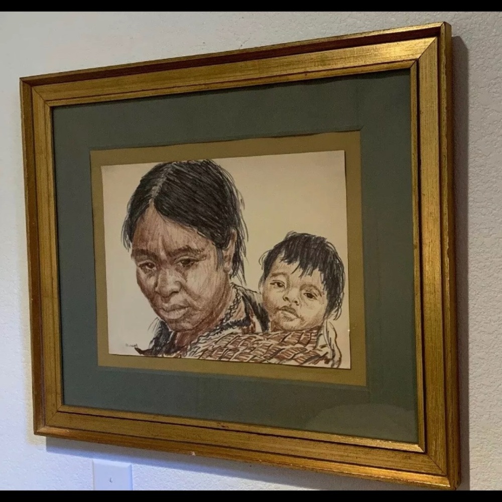 Sacagawea Native American Woman & baby Art 🖼 Vintage wall decoration